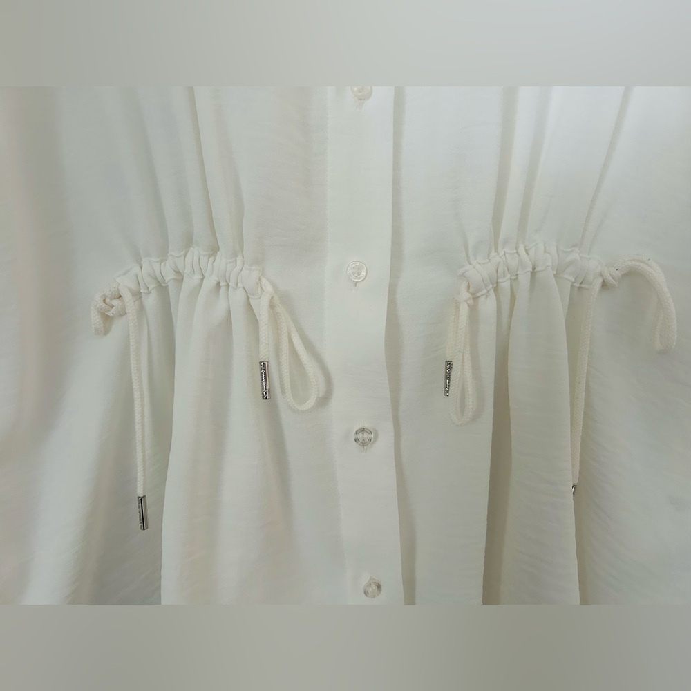 Calvin Klein Off White Button-Front Long Sleeve Blouse–XL – Excellent Condition - Picture 2 of 4